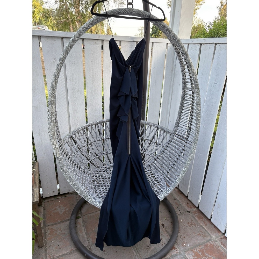 AIDA Strapless Mermaid Gown Navy Ruffle Back Bodycon Formal Dress‎ Size 6 Est